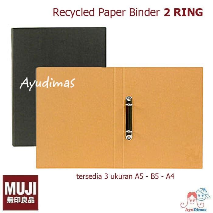 Muji Files & Folders - Recycled Paper File Binder 2 Rings - Black/Brown ...