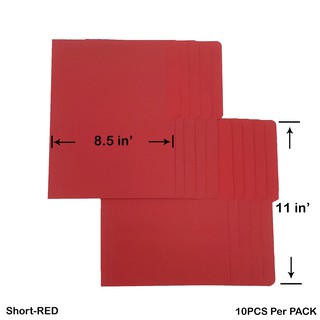 10Pcs Short Colored Folder Red 8.5