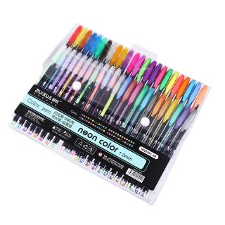 48pcs/Set Glitter Sketch Drawing Color Pen Markers Gel Pens Set Refill  Rollerball Pastel Neon Marker Office School Stationery