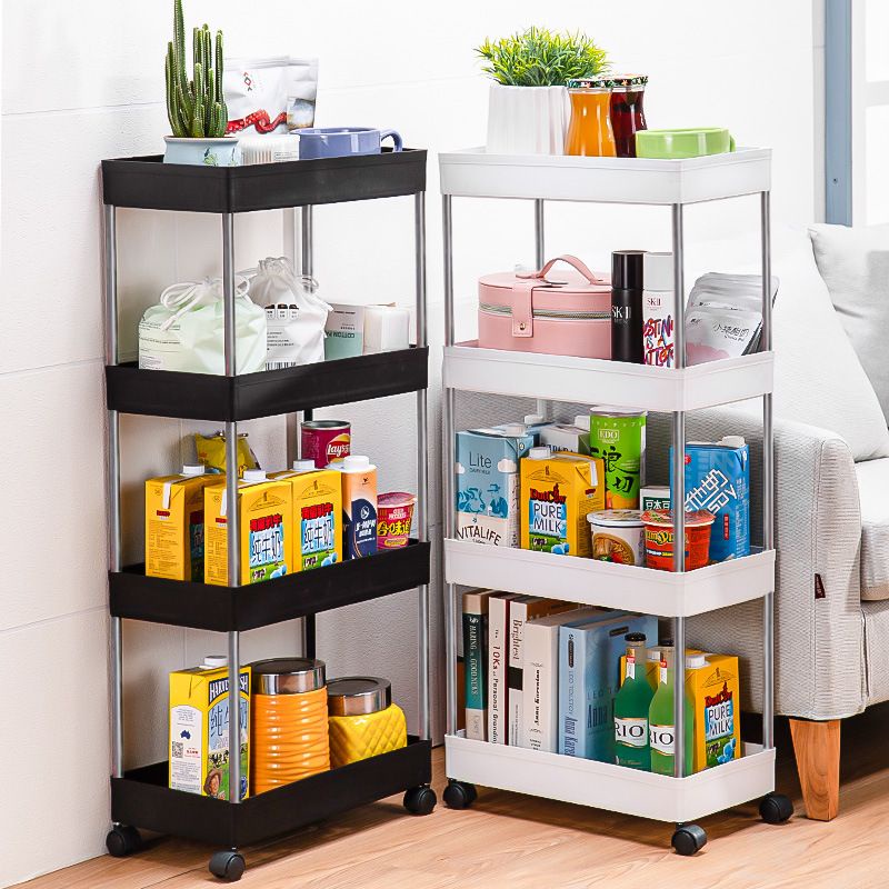 4 Layer Moving Rack Kitchen Storage Shelf Wall Cabinets Home Bedroom ...