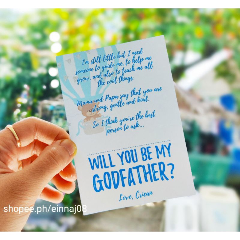 Will you be my Godparent Card Godfather Godmother Shopee Philippines