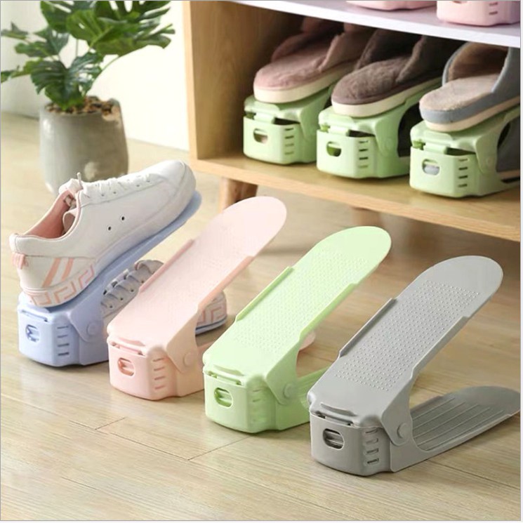 Adjustable Simple Plastic Shoe Rack Holder Slots Cabinet Storage Organizer