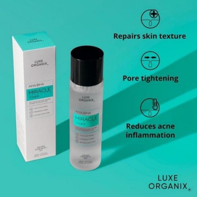 Luxe Organix Miracle Toner AHA/BHA Pore Clarifying Treatment 150ml ...