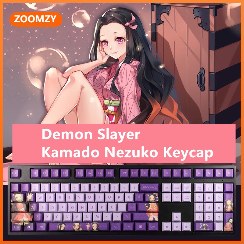 Kamado Nezuko Theme Keycap Demon Slayer Keycap Cherry Profile PBT Dye ...