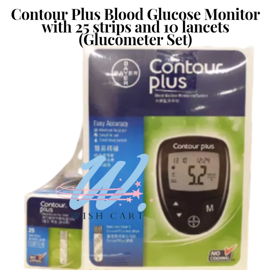 (WISH) Contour Plus Blood Glucose Monitor with 25 strips and 10 lancets