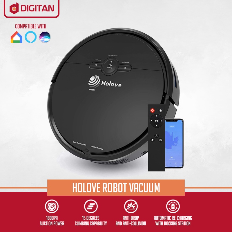 Holove Robot Vacuum Cleaner and Mopping Sweeper, Remote and WiFi App