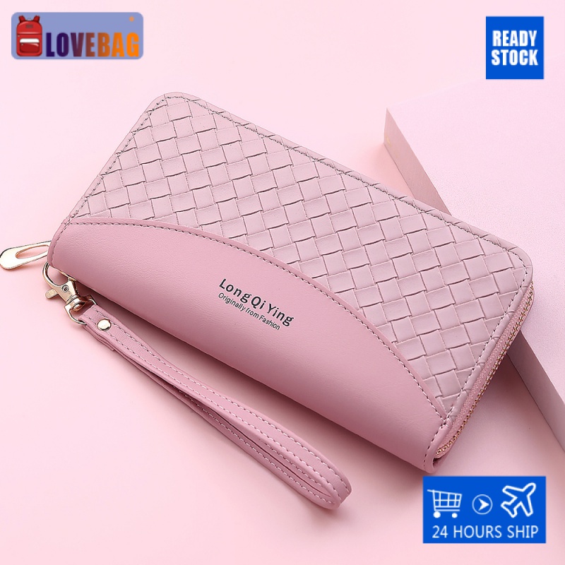 2022 New Women Leather Weave Wallet Long Ladies Clutch Lady Purses Large Capacity Shopee