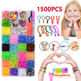 1500pcs Rubber Bands Loom DIY Weaving Tool Box Creative Set