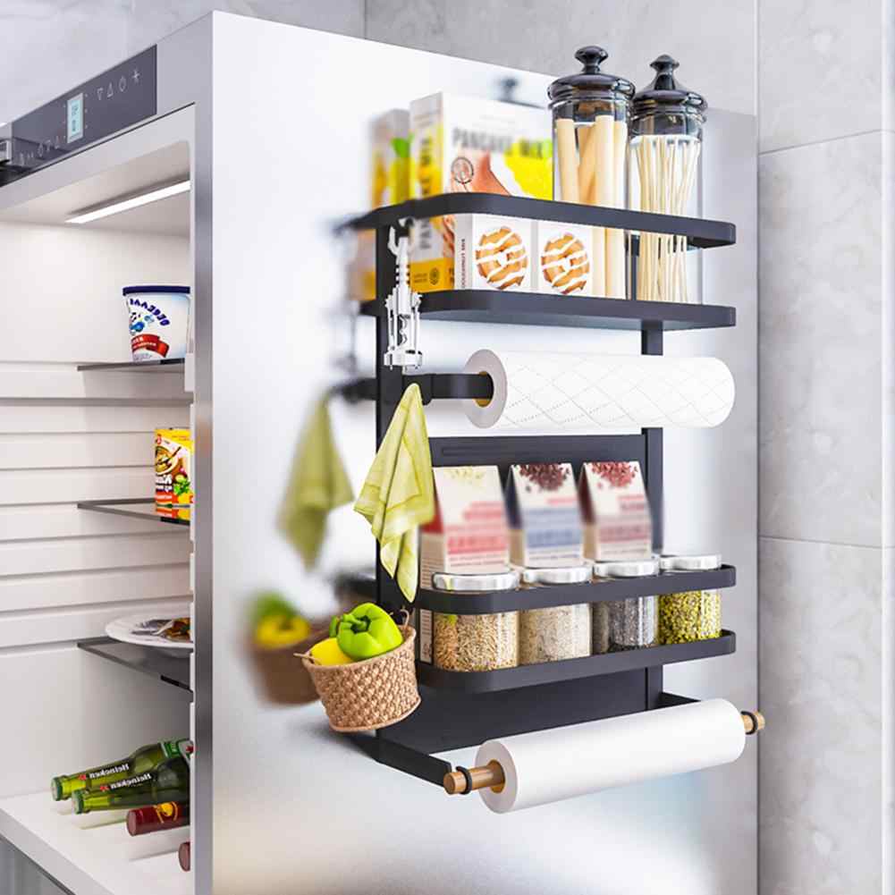 Magnetic Paper Shelves Refrigerator Rack Spice Rack Heavy Duty Kitchen ...
