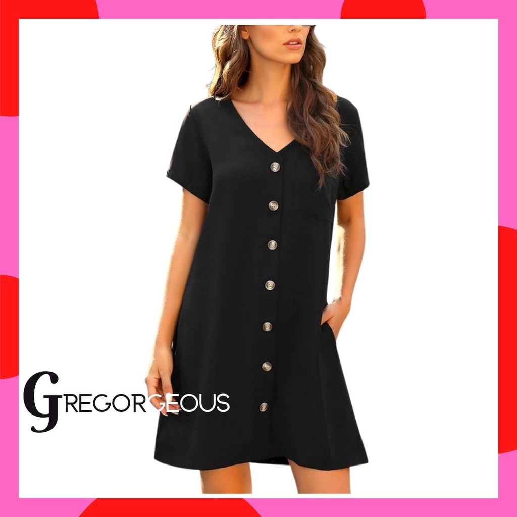 Button down sales dress shopee