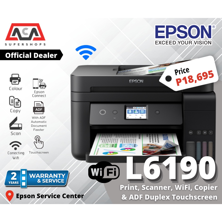 EPSON L6190 TOUCHSCREEN PRINTER (PRINT, LONG COPY, SCAN WIFI, ADF ...