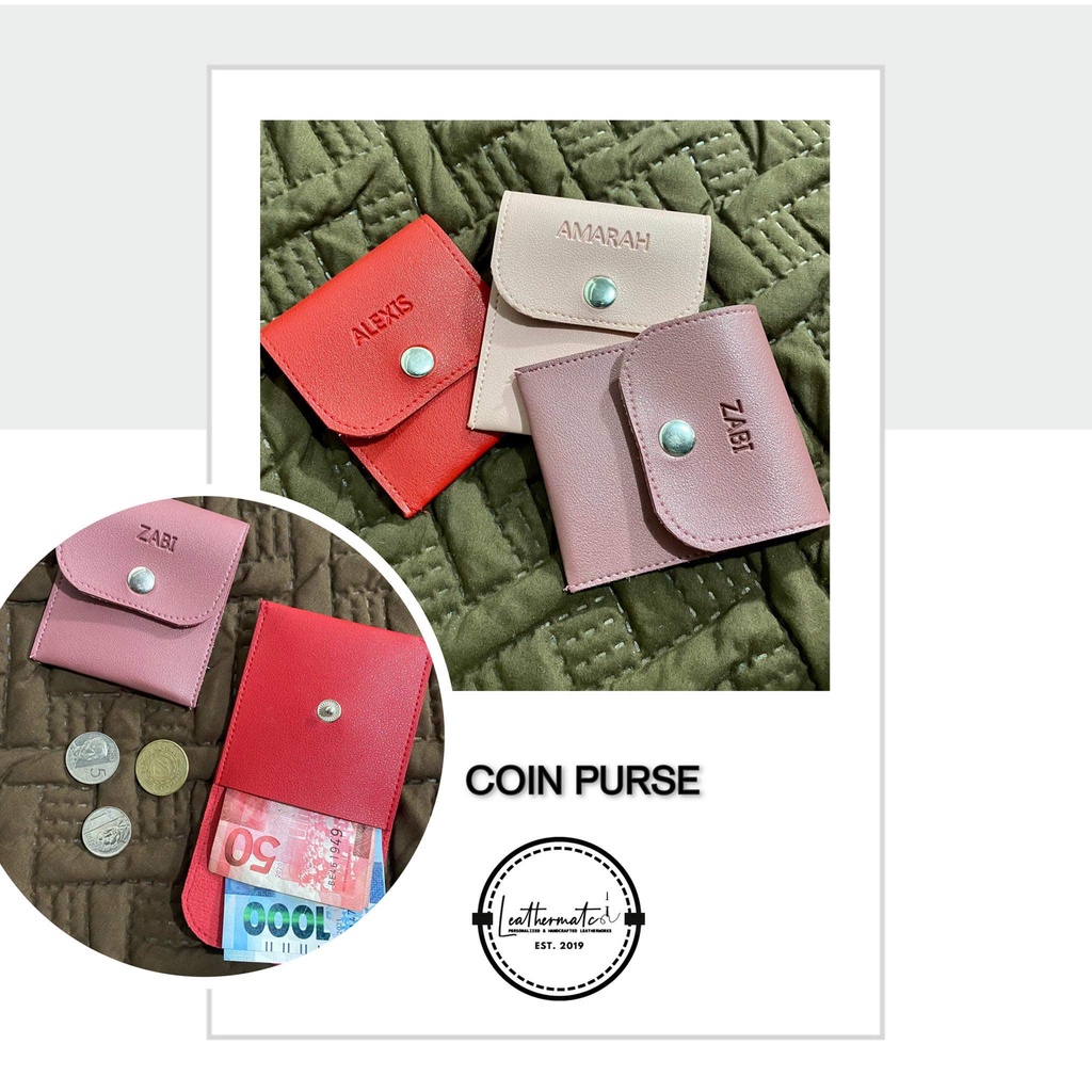 Personalized coin purse vegan leather - stitched - used to store coins ...