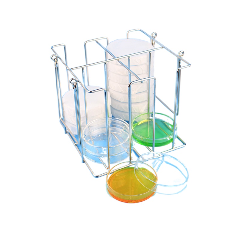 ﹊Stainless steel petri dish rack 90mm glass plate with handle carrier