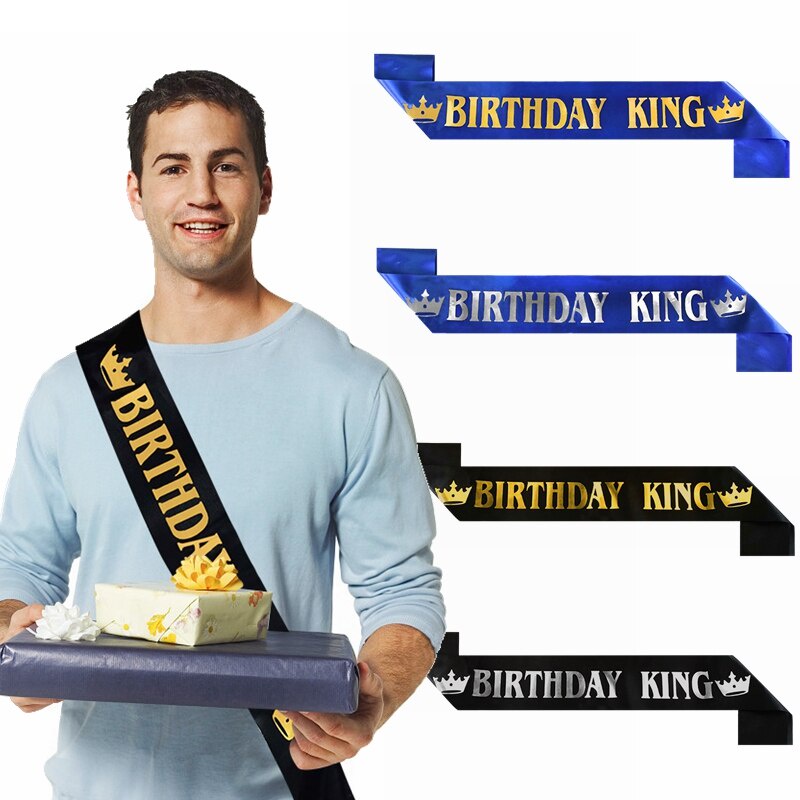 Generic Birthday KingITSC Sash White, Birthday Sashes For Boys Or Men