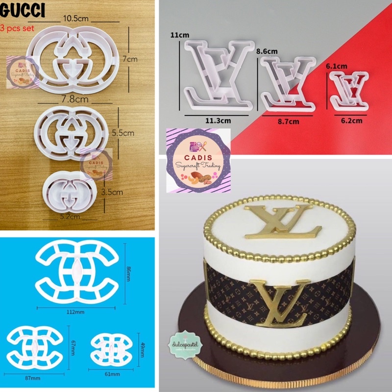 GUCCI CHANEL LV LOUIS VUITTON BRAND COOKIE CUTTERS SET FONDANT MOLD