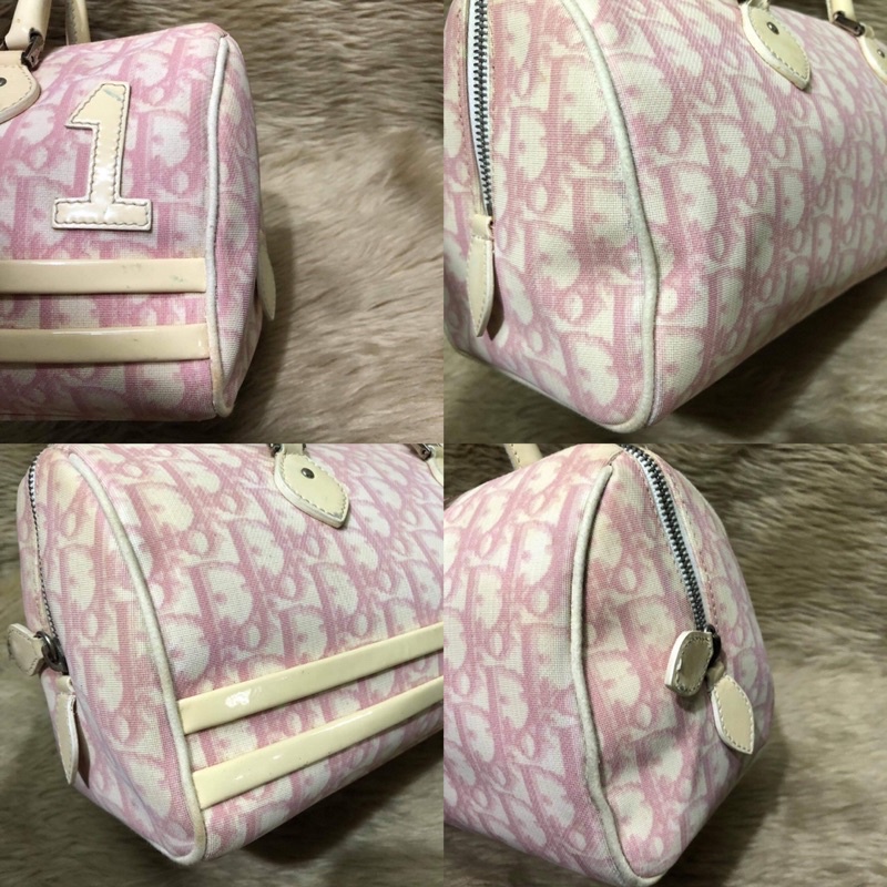 Christian Dior Pink Monogram Trotter Girly Chic Boston Bag 863136