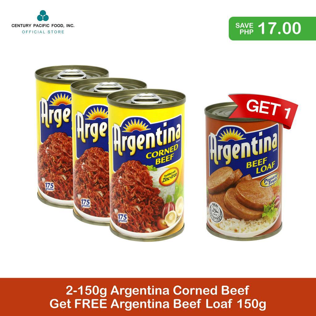 Argentina Corned Beef 175g Pack of 3 + Argentina Beef Loaf 150g