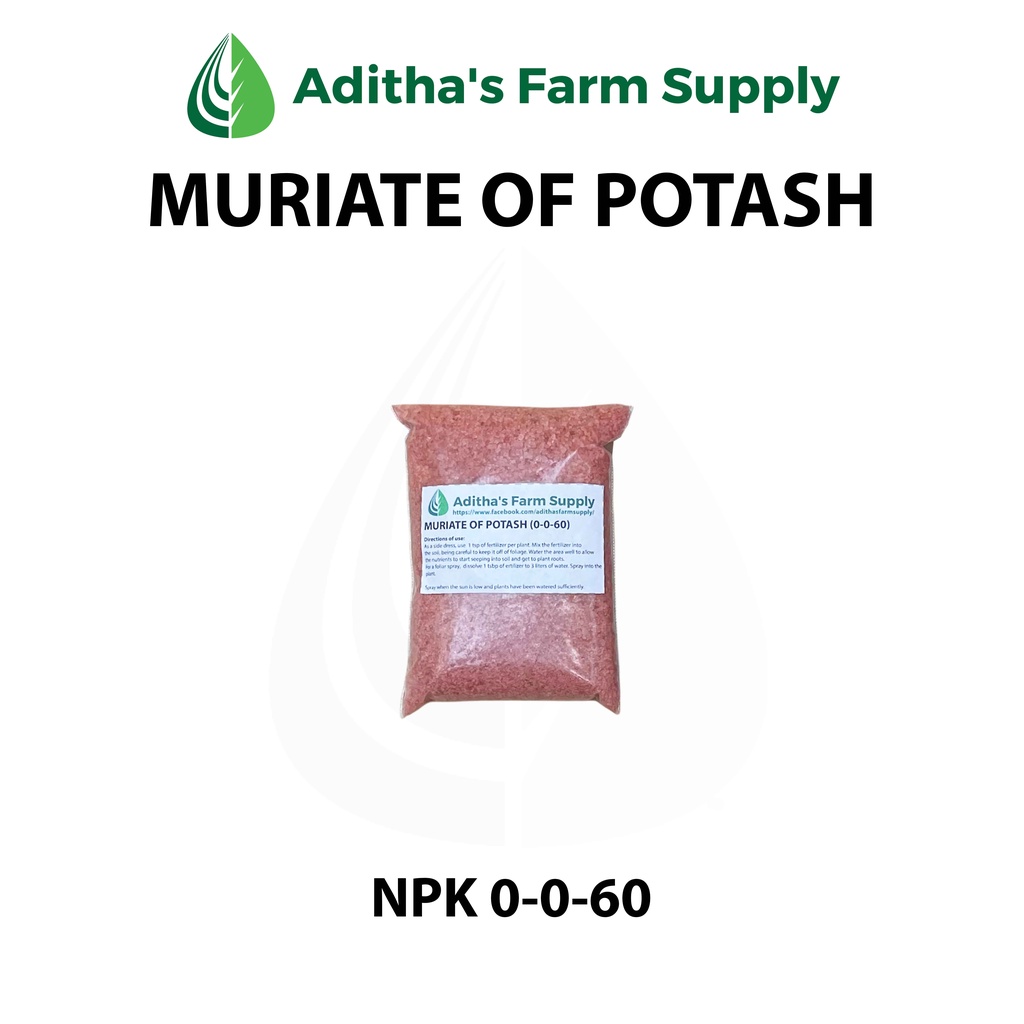 Muriate of Potash Fertilizer (NPK 0060) 200 grams/1 kilo by Aditha's