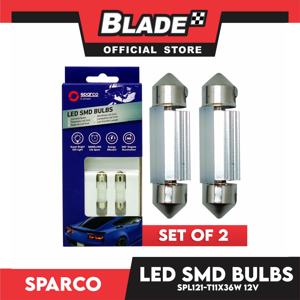 Sparco Led Smd Bulbs SPL121 T11X 36 SV.5 Festoon (Set of 2) Use for ...
