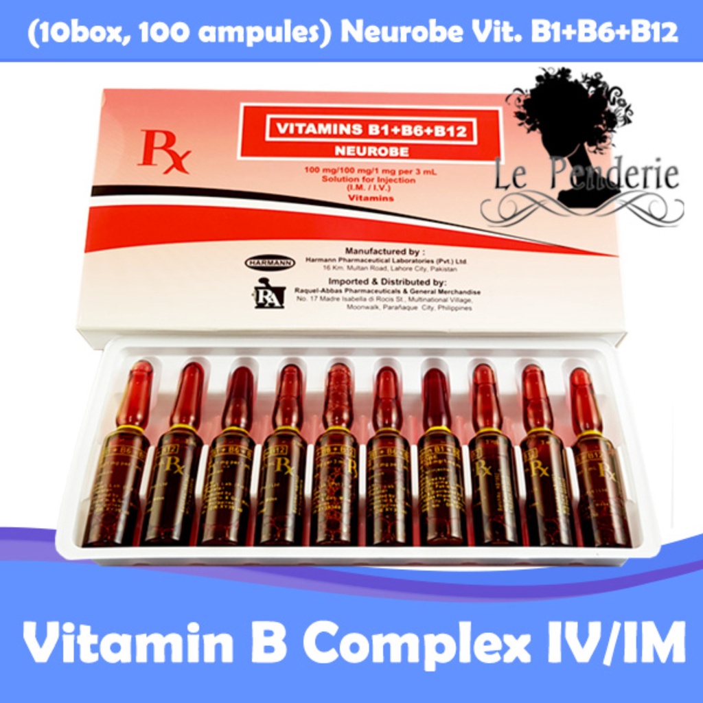 ๑☏Vitamin B Complex IV/IM (10 Boxes, 100 Ampules) Neurobe Vit. B1+B6 ...