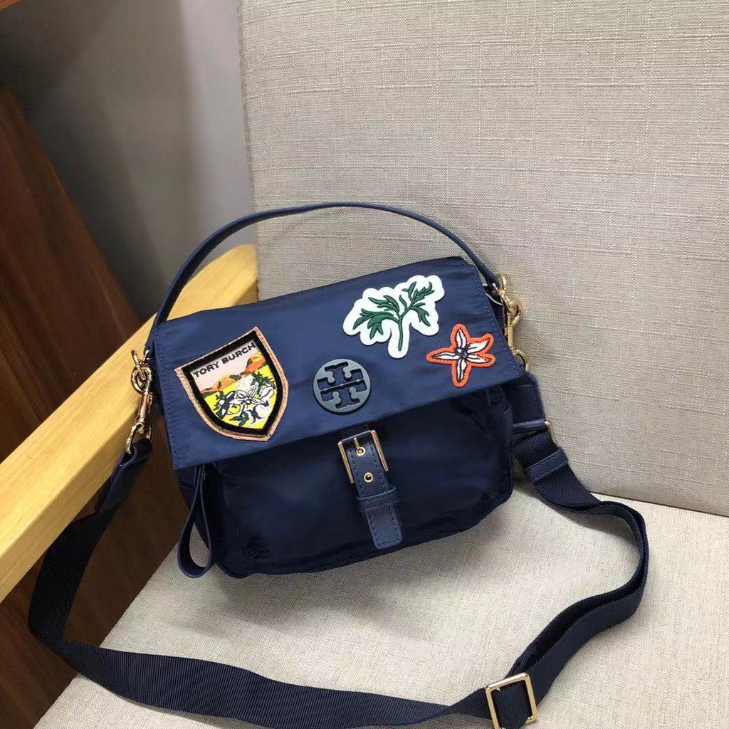 TORY BURCH TILDA NYLON CROSSBODY BAG NAVY Flap Patch Bag Shopee Philippines