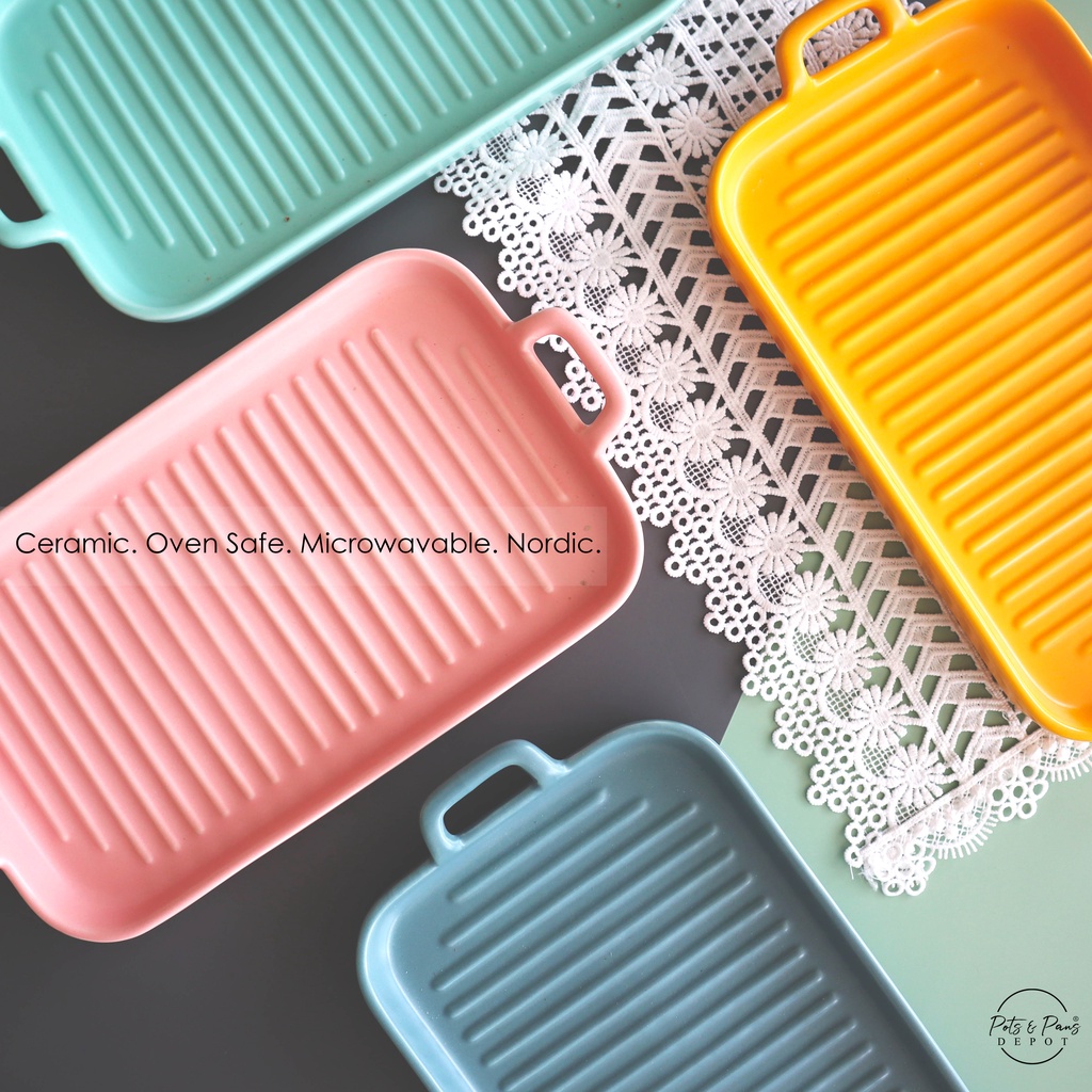 Ceramic Rectangular Griddle Pan Plate | Shopee Philippines