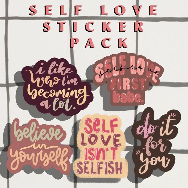 5 PCS Self Love Sticker Pack, Journal stickers, Cute Stickers | Shopee ...
