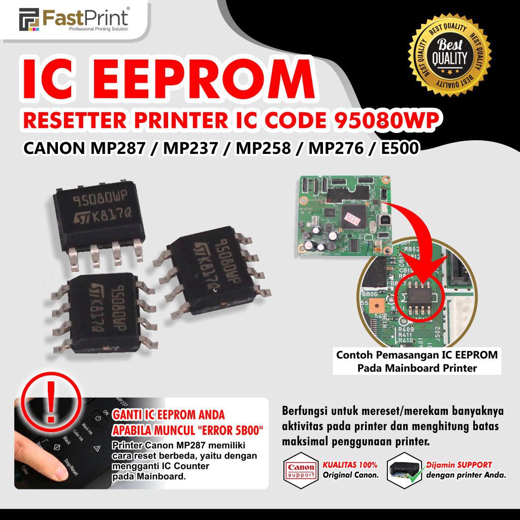 IC EEPROM / IC EPROM 95080WP Resetter Counter Printer Canon MP287 E500 ...