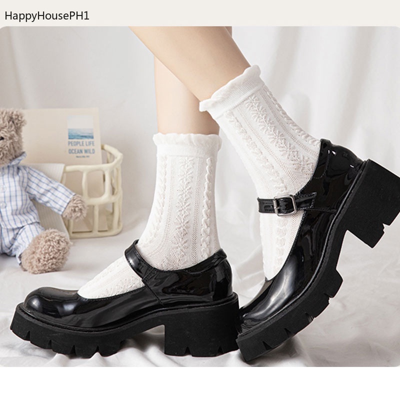 1 Piece of Cute Jk Style High Neck Socks with White Lace and Ruffles H ...