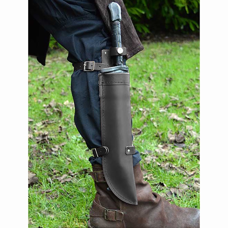 Medieval Larp Assassin Dagger Leg Scabbard Sheath Shin Sword Leather