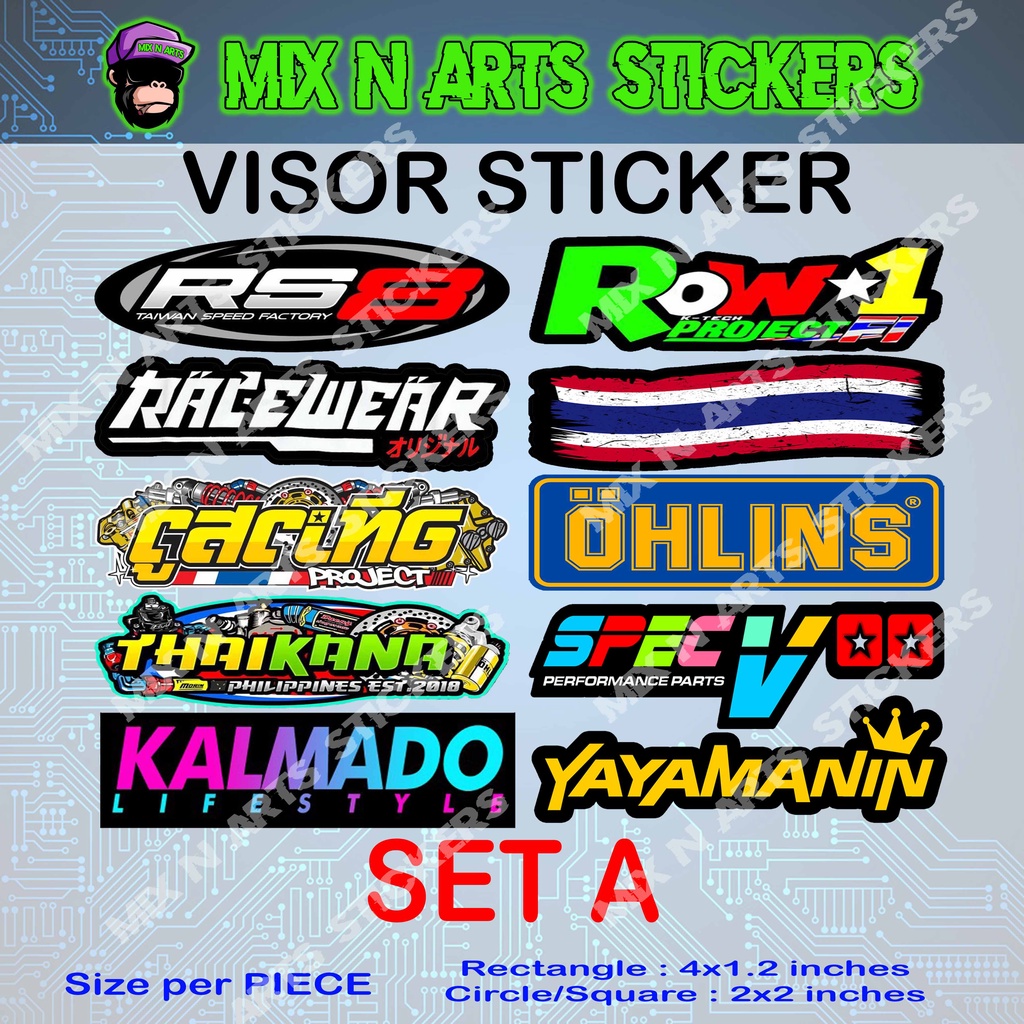 Motorcycle Visor Sticker 10pcs per set ( NMAX AEROX PCX ADV Click Beat