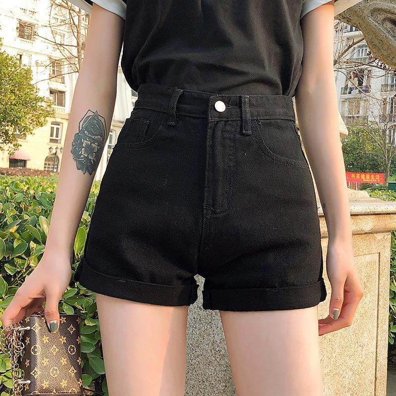 Black denim store shorts high waisted