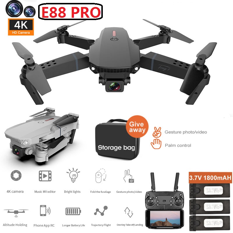 New E88 Pro Drone With Wide Angle HD 4K Dual Camera Height Hold