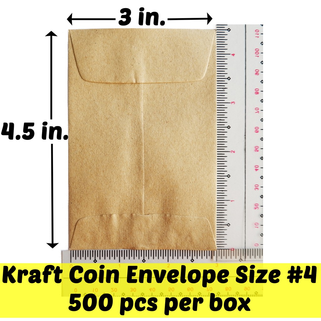Coin Envelope 500 pcs Size No. 4 Kraft Brown 3 in. x 4.5 in. Shopee