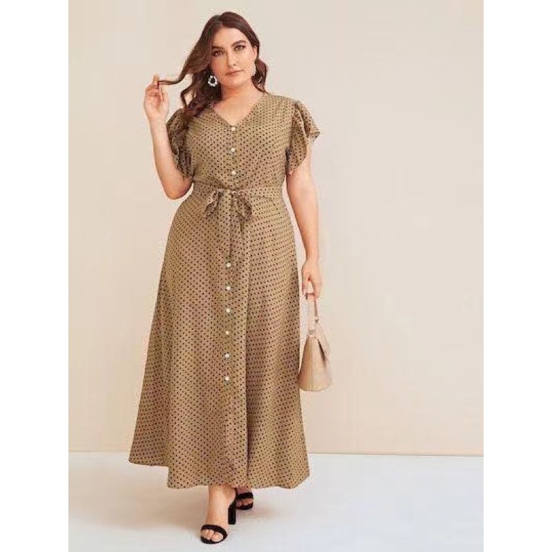 Plus size Polka dots long maxi dress | Shopee Philippines