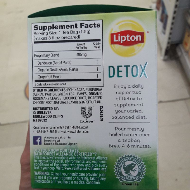 Lipton Detox Green Tea 15 Bags (1Box) | Shopee Philippines