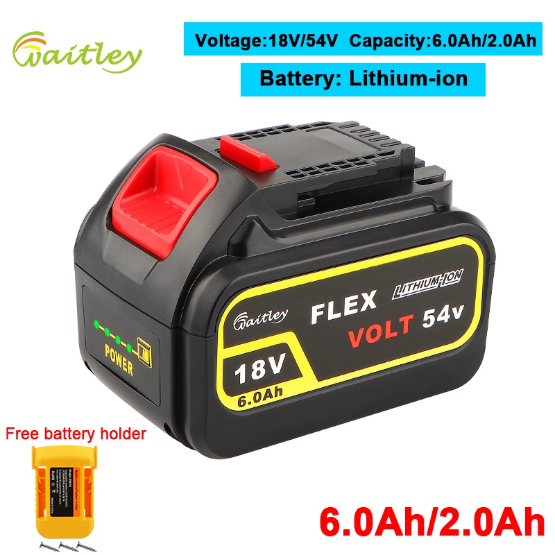 Waitley 18V 54V 6.0Ah 2.0Ah DCB546 Replacement Li Ion Battery for