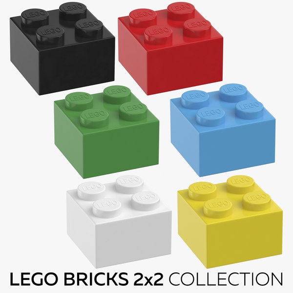 2x2 Lego Brick multi color Blocks Green Lime Red White Dark Grey Yellow ...