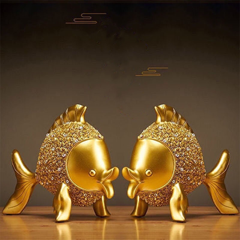 Office Desk Statues Goldfish Sculptures Table Decorations Home ...