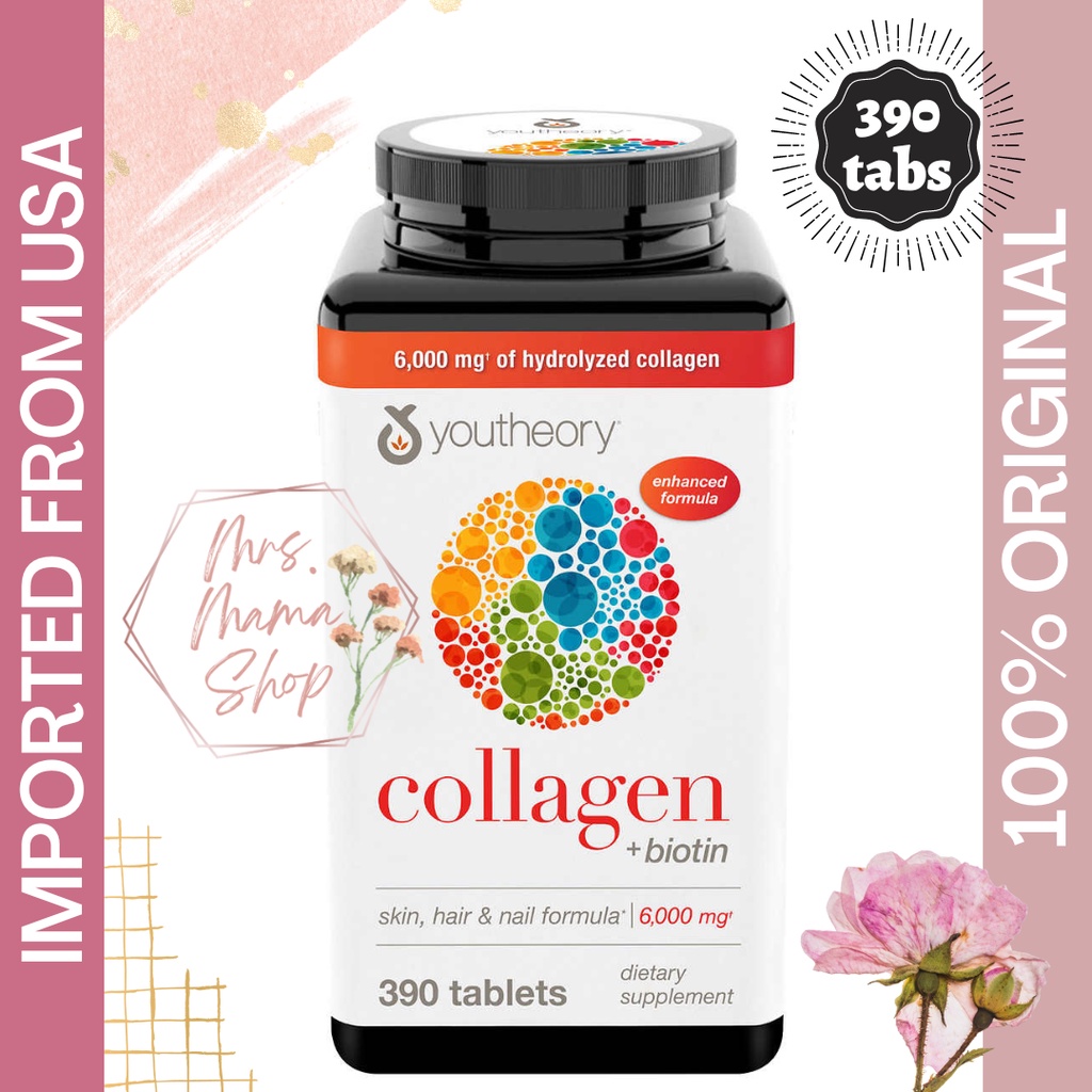Youtheory Collagen Plus Biotin, 390 Tablets skin, hair & nail formula