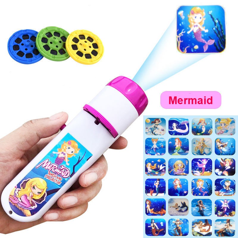 Mermaid Toy Torch Projector Girls Toy Projection Lighting Story Torches