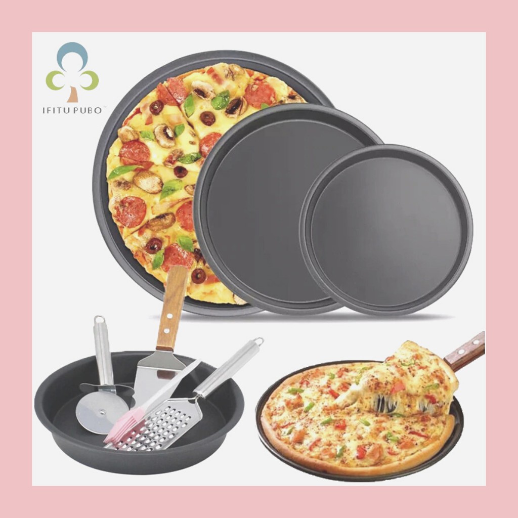 New Round Deep Dish Pizza Pan Non-stick Pie Tray Baking Kitchen Tool Steel  