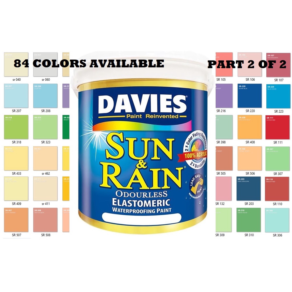 DAVIES SUN AND RAIN 4 LITERS 1 GALLON ACRYLIC ELASTOMERIC PAINT   Eb87e1c84fdc35a4f1b50de3b7db64fc