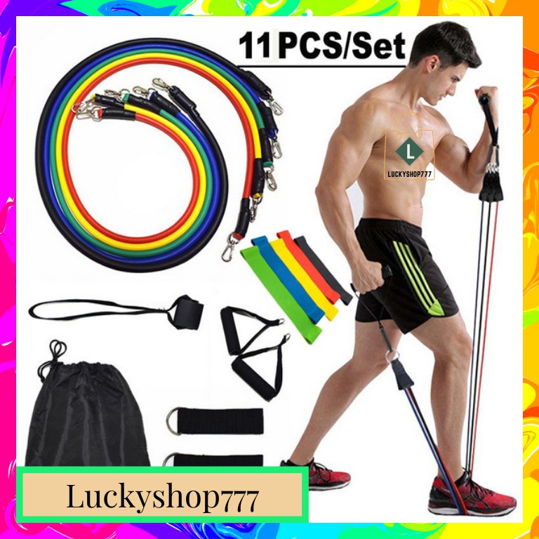 11pcs Set Resistance Band Gym Exercises Equipment Body Fitness Rope Equipment Pull Rope Latex 3724