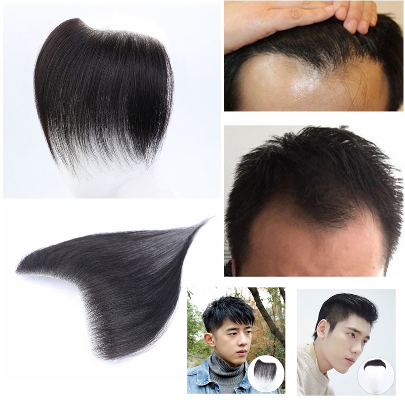 Wig Men's Forehead Hair Supplementing Piece Real Human Hair Biological ...