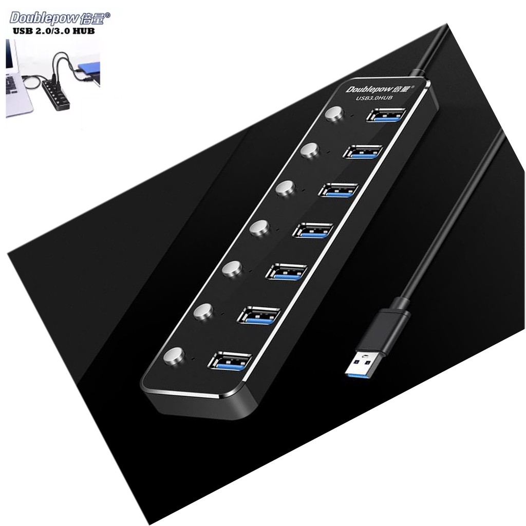 USB 3.0 Hub with Individual Power Switches and LEDs 7 USB Hub, USB Hub