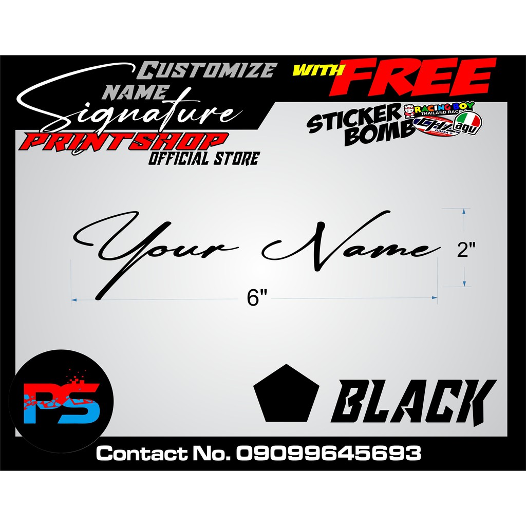 Signature Customized Name Sticker Cut-out Vinyl no fade durable ...