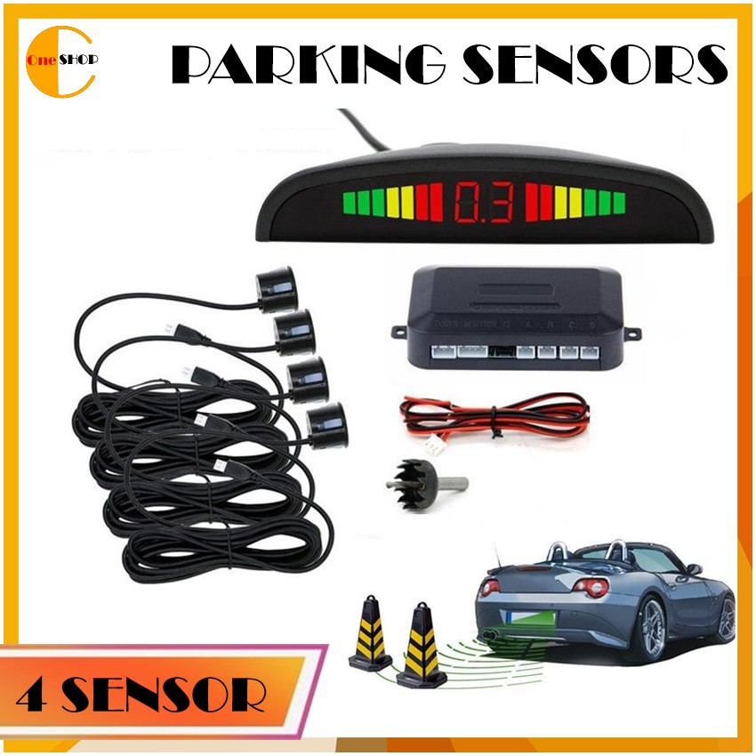 Car Parking 4 Sensors LED Reverse Radar Kit with Digital Colored LED ...