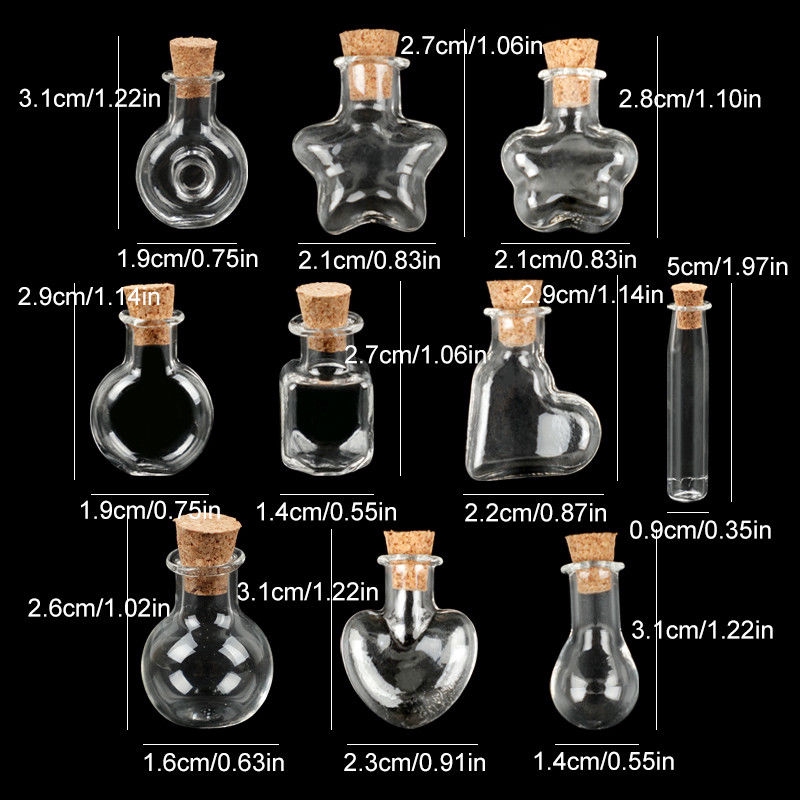 Cork Stopper Mini Empty Glass Bottle Decoration Drift Wishing Glass ...