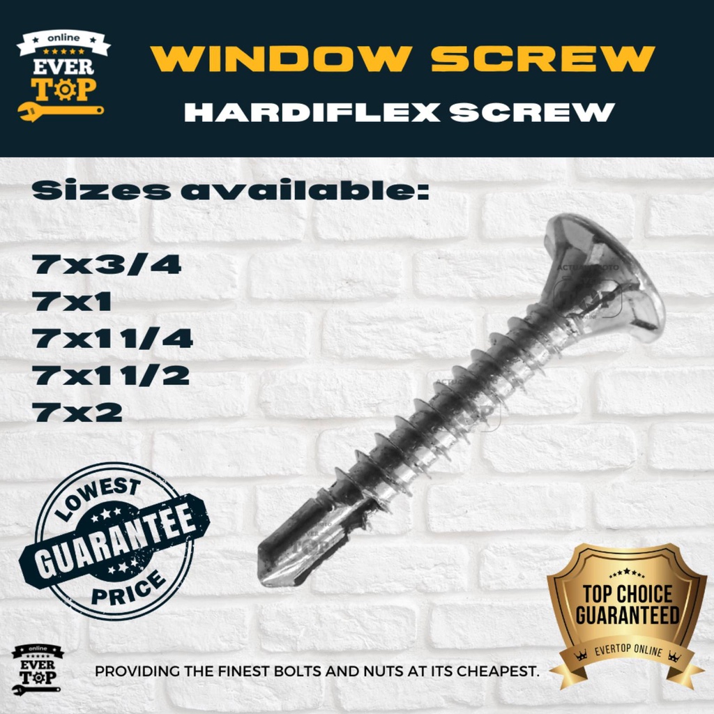 50/100pcs Window Screw Hardiflex Ficem Screw Flat Head Self